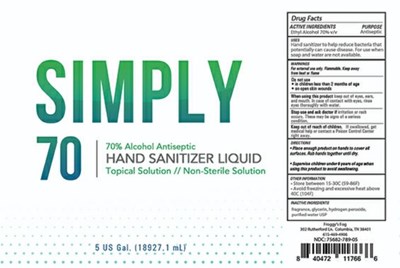 Simply 70 5g Liq.jpg Simply 70 Hand Sanitizer Liquid - Simply 70 5g Liq